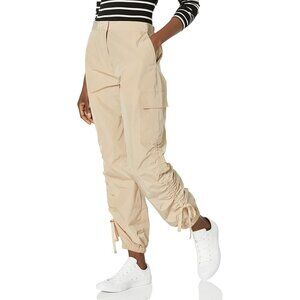 STEVE MADDEN Hally Cargo Pants Sz L Khaki Tan Parachute Softshell Utility Style